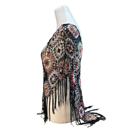 Body Central Unique Boho Crocheted Shawl One Size - Picture 4 of 7